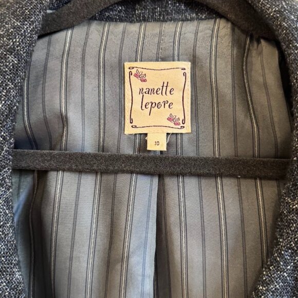 Nanette Lepore Dark Blue Wool Blend Jacket - Size 10 - Picture 4 of 5